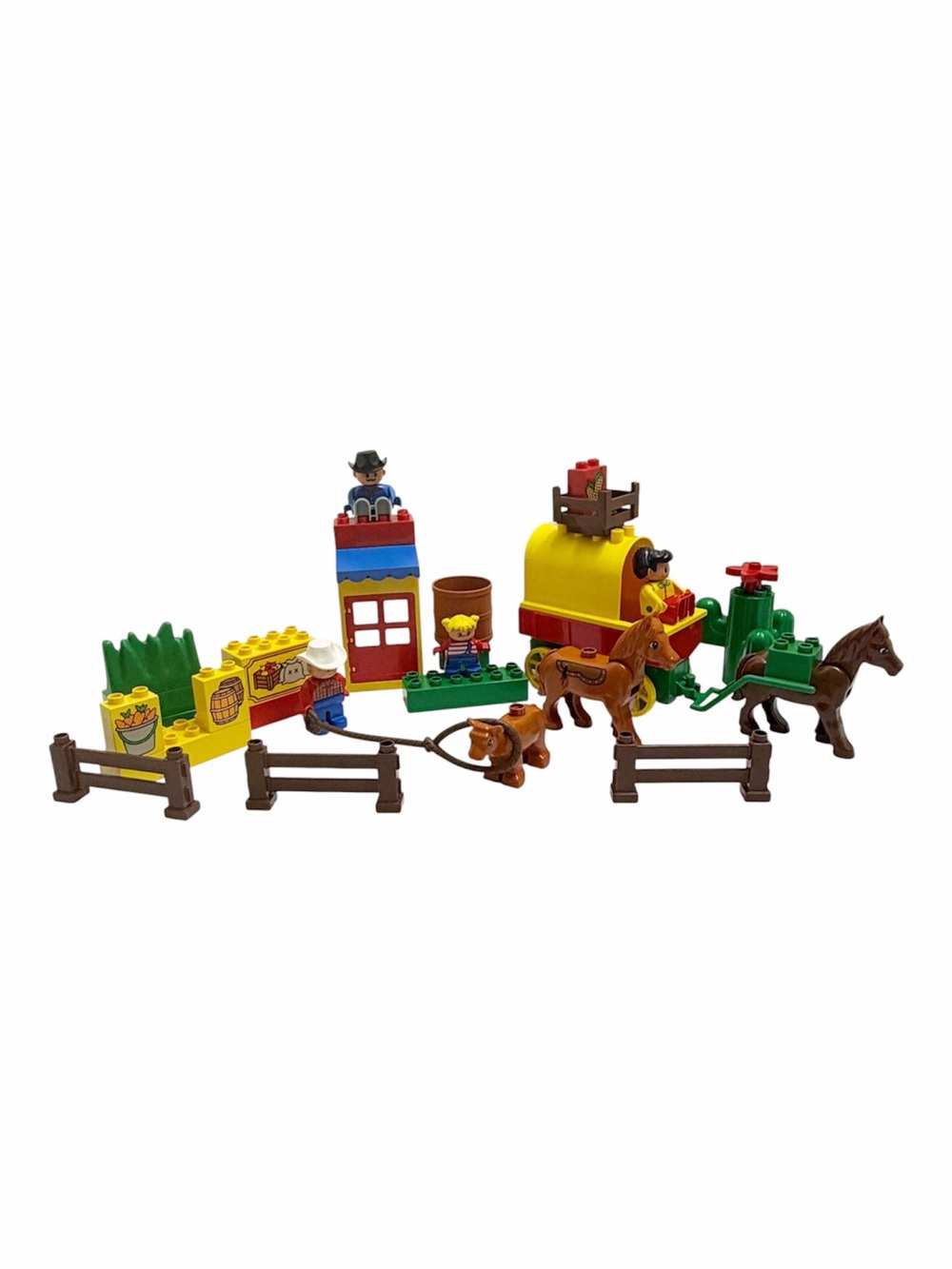 Lego Duplo | Vintage Western Town Playset Conastoga Wagon Horses Cow Figures